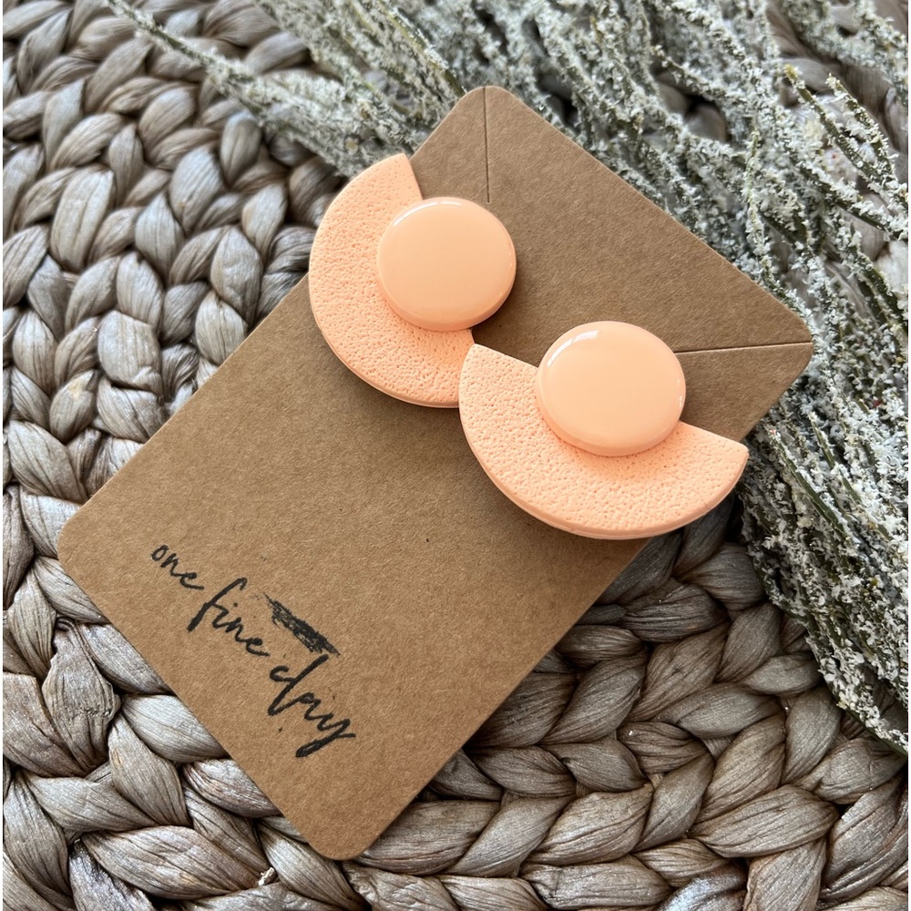 Peach Clay & Resin Statement Stud Earrings